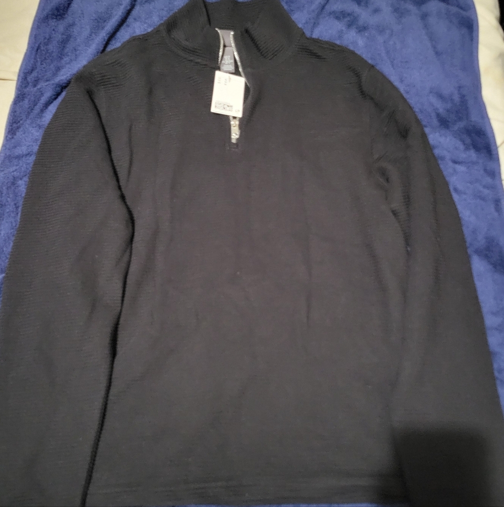 H&M Men's Long Sleeve Mock Neck Shirt Black Size Medium